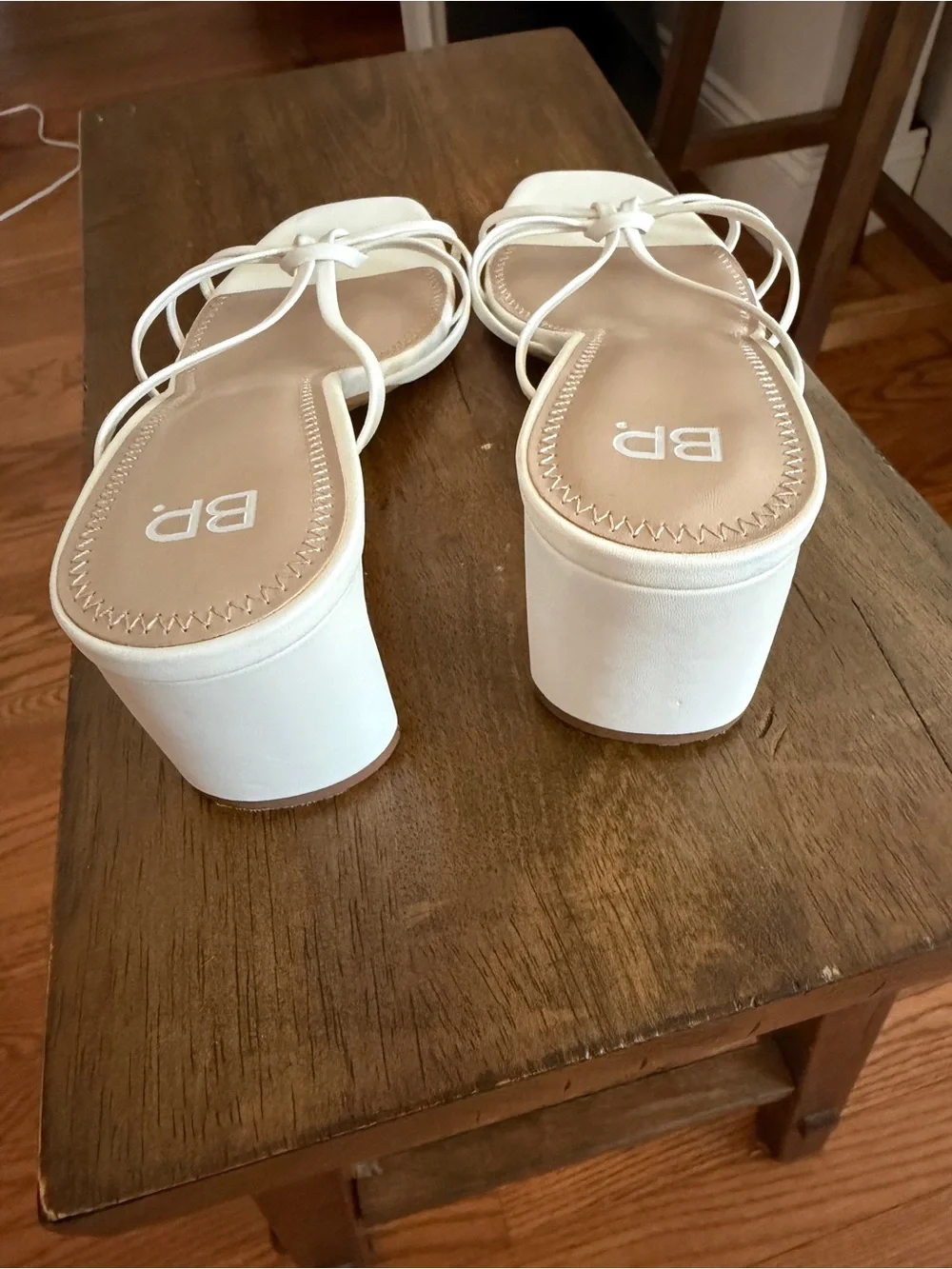 bp White Strappy Knot Block Heel Sandals NWOT
